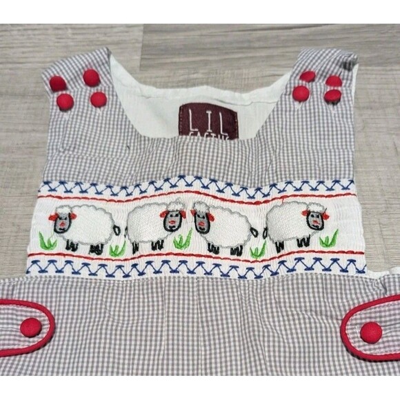 Lil Cactus Outfit Overalls Baby Sz 18-24 Months Smocked Sheep Spring - Picture 2 of 9